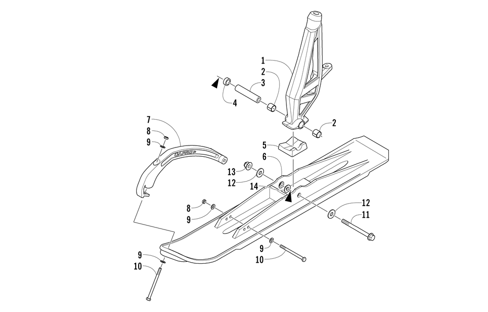 Ski and spindle assembly (prusg_prosg)