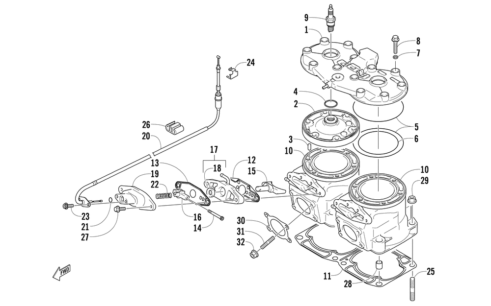 Cylinder and head assembly