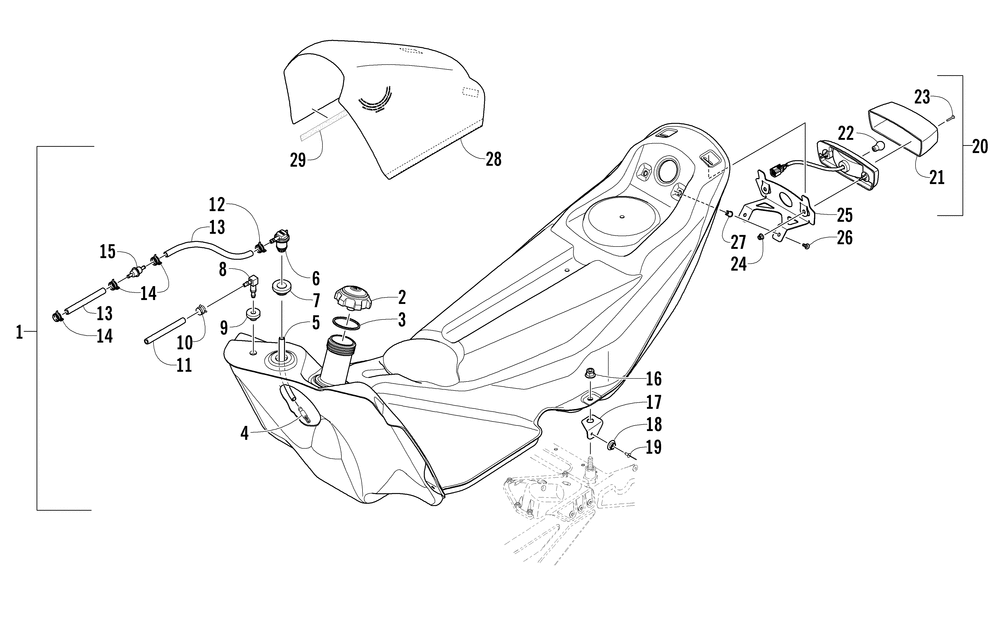 Gas tank and taillight assembly (ccusg_ccosg)