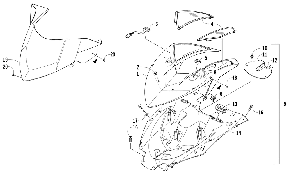 Pod and windshield assembly (prusg_prosg)