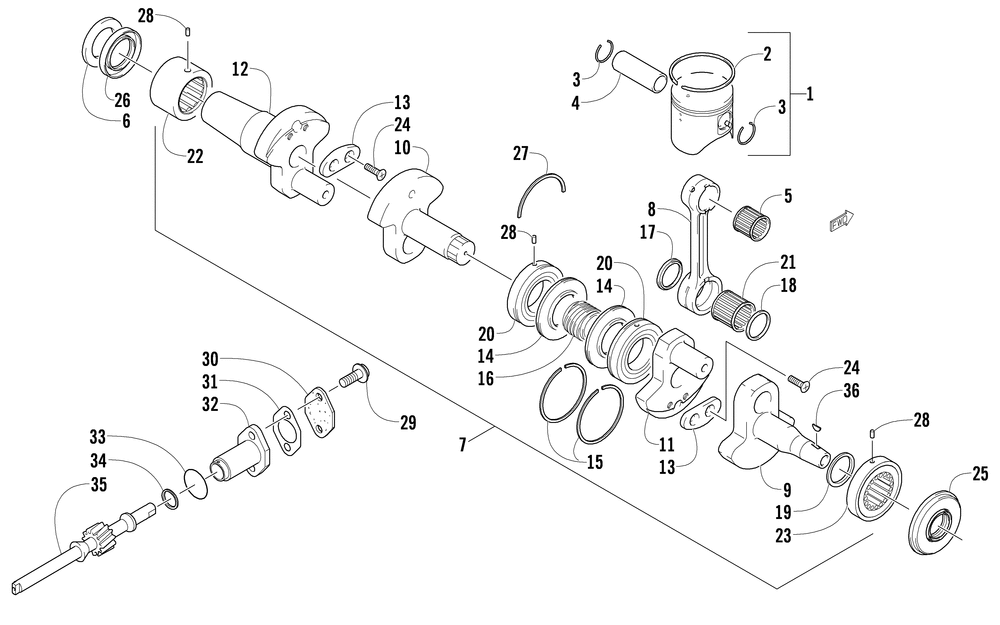 Piston and crankshaft