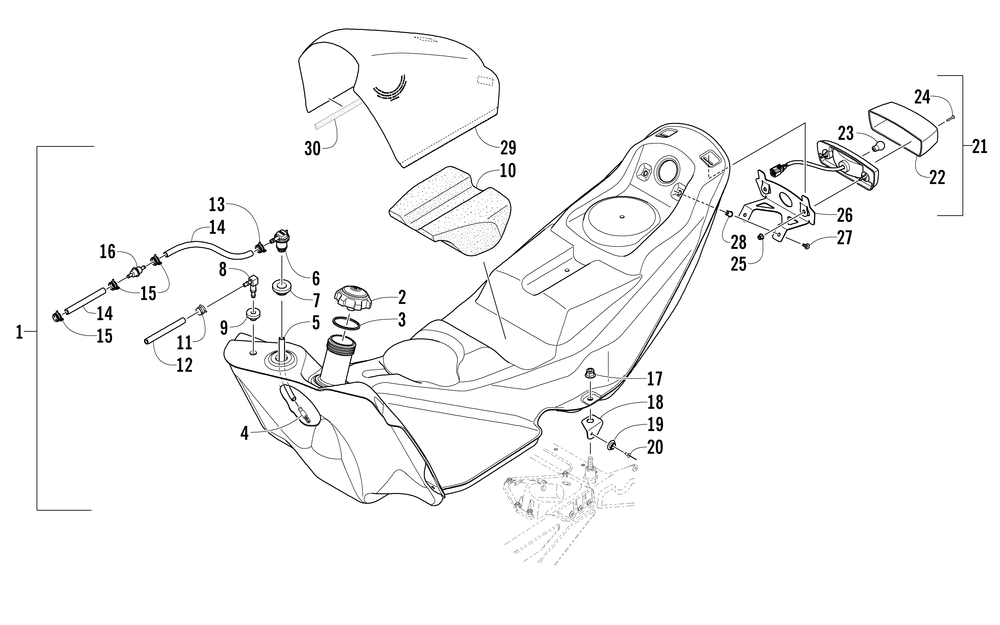 Gas tank and taillight assembly (prusg_prosg)