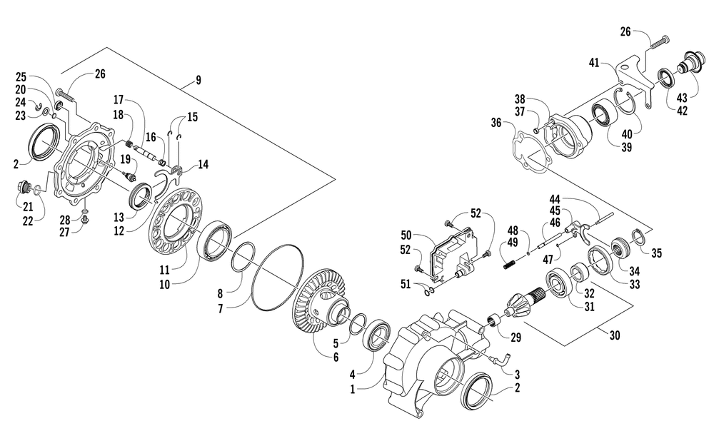 Front drive gearcase assembly