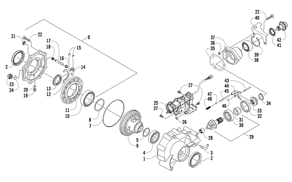 Front drive gearcase assembly