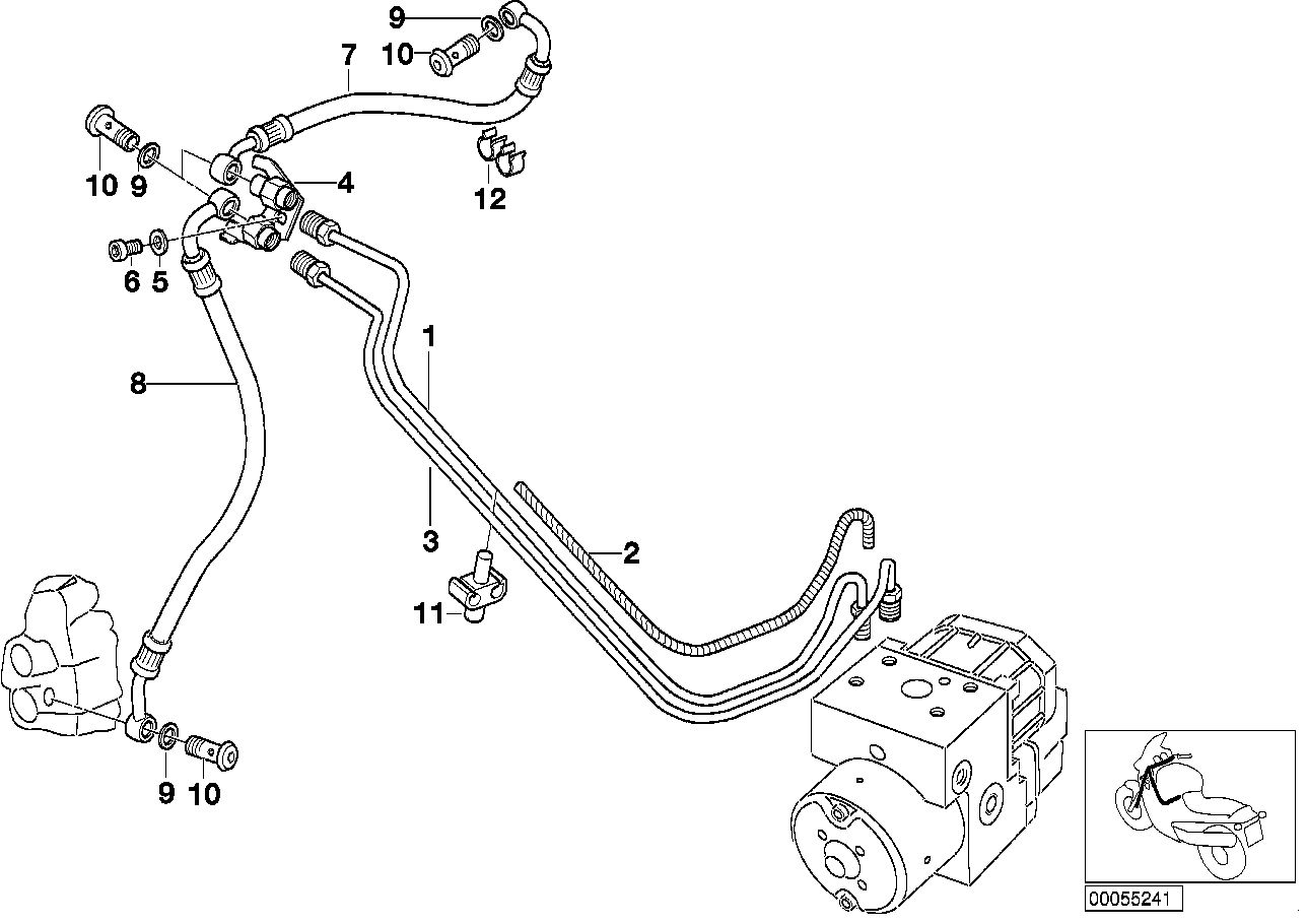 Brake pipe front abs