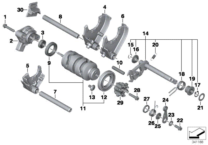 6-speed transmission shift components