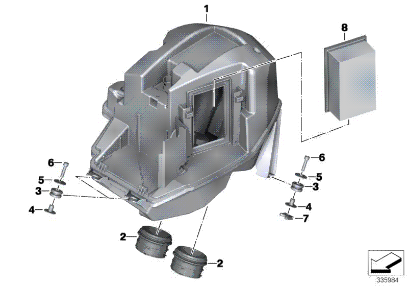 Intake muffler, mounting parts