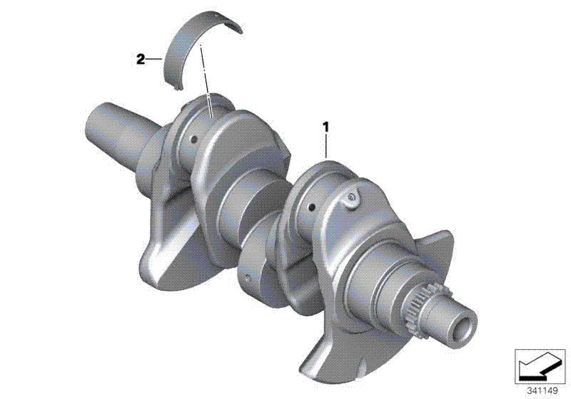 Crankshaft w. bearing shells