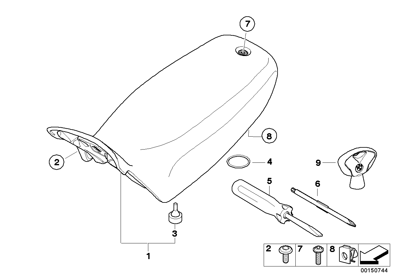 Bench seat and mounting parts