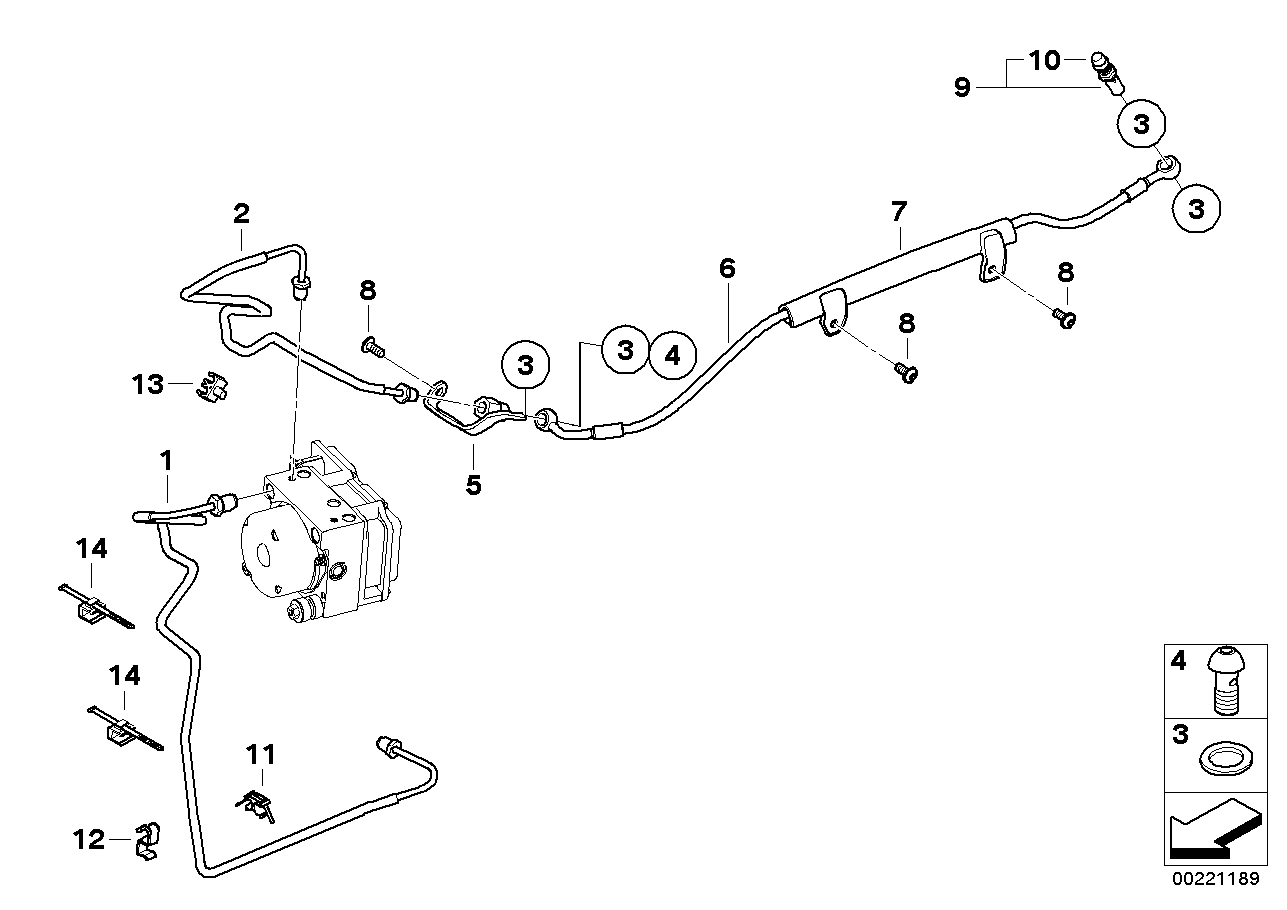 Brake pipe rear abs