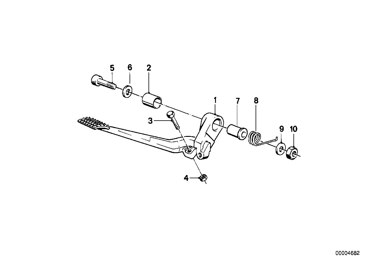 Rear wheel brake, brake lever