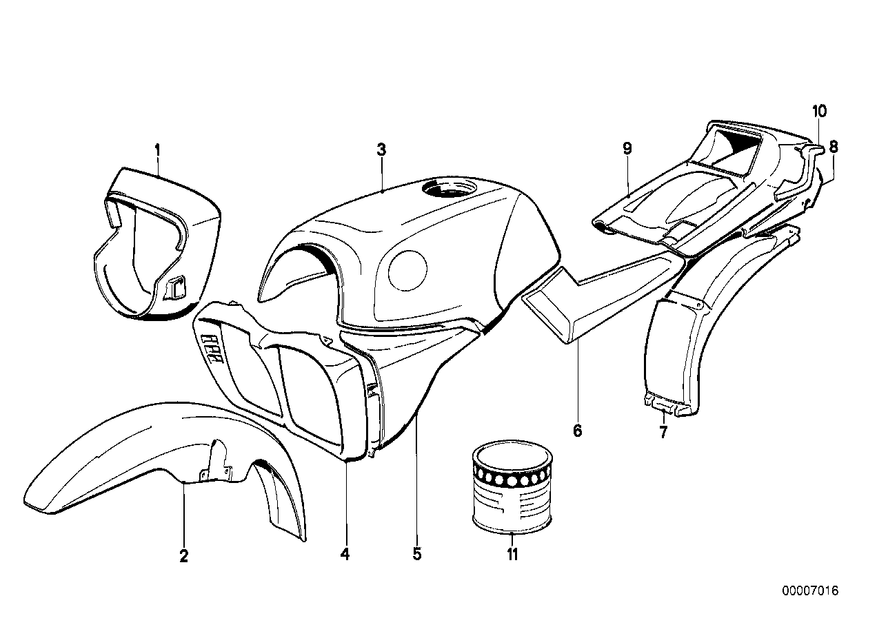 Paint parts. BMW K 100 кузовные детали. Щиток задка Графика. 46 63 1 455 001 BMW.