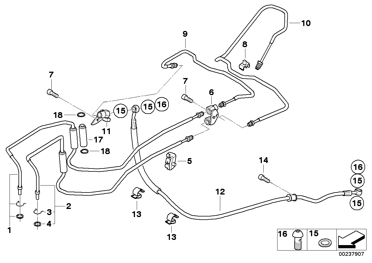 Brake line, rear, i-abs generation 1