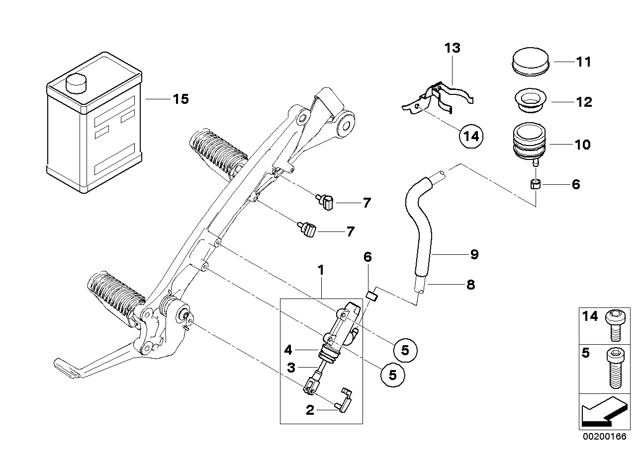 Brake master cyl., rear, integral abs 2