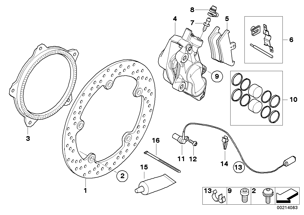 Front brake, retrofit, rivet package