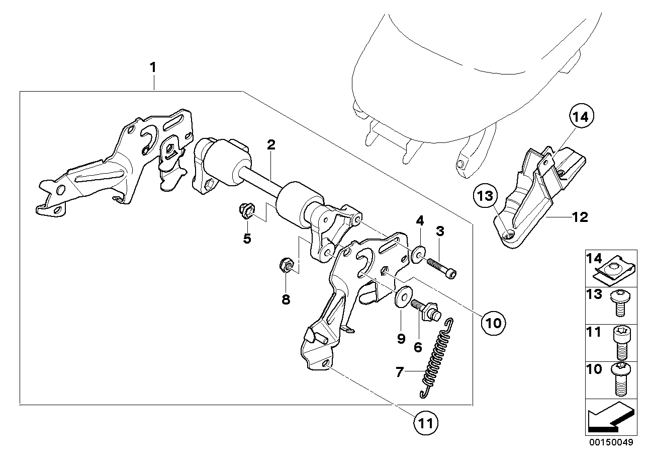 Mounting parts for bench seat