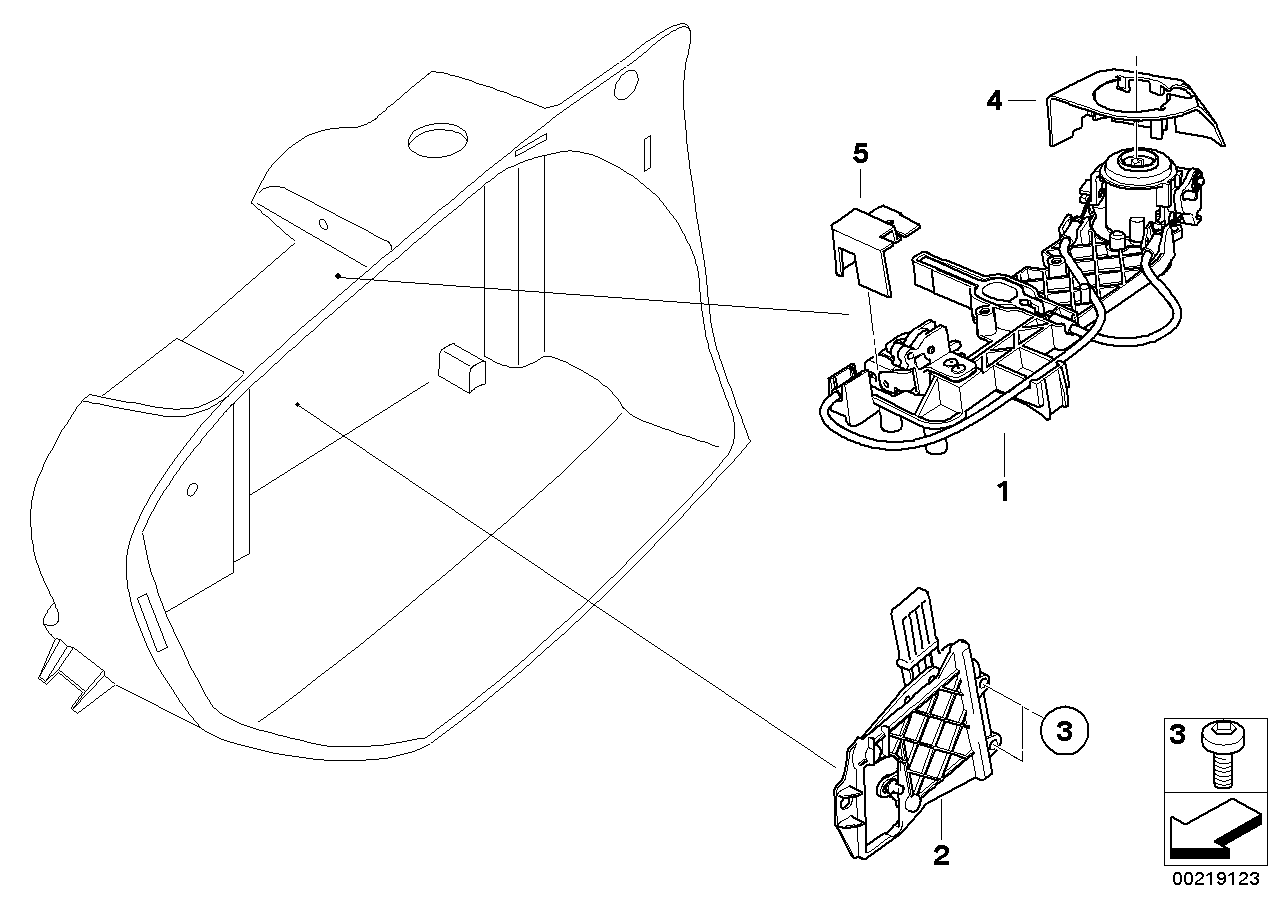 Lock assembly, top case 28l