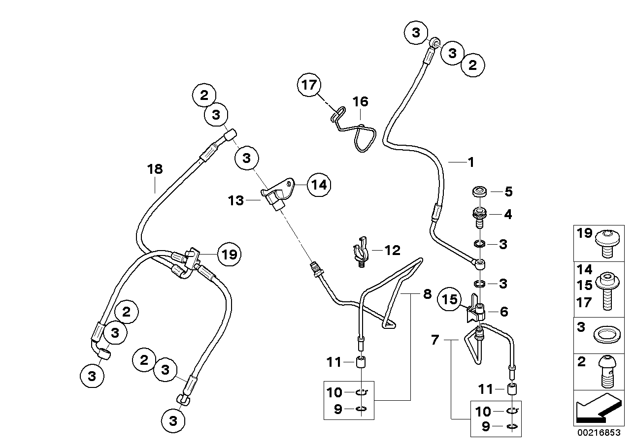 Brake line, front, i-abs generation 1