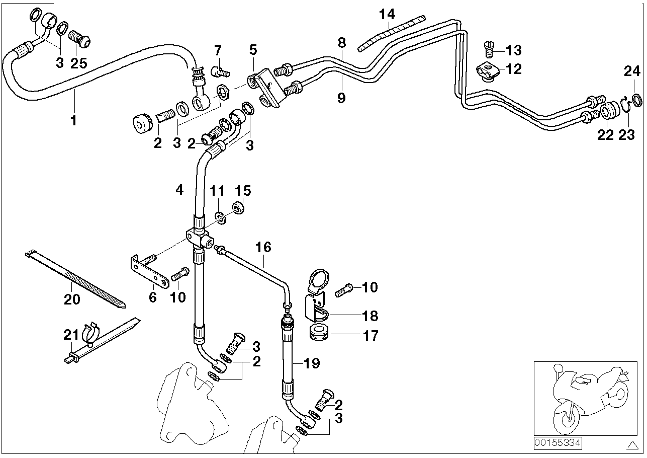 Brake line, integral abs, front