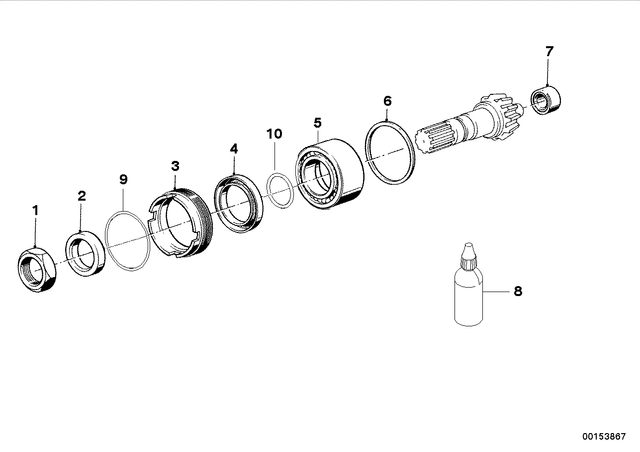 Bevel gear and spacer rings