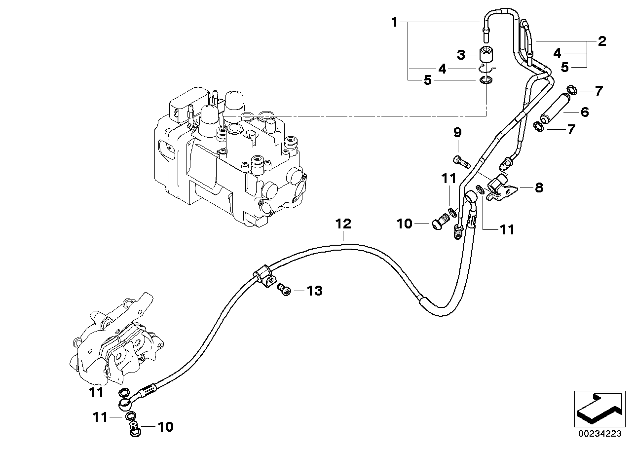 Brake line, rear, i-abs generation 1