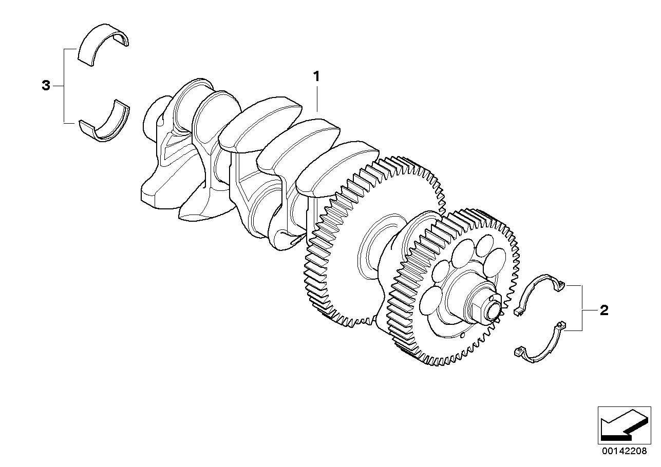 Crankshaft w. bearing shells