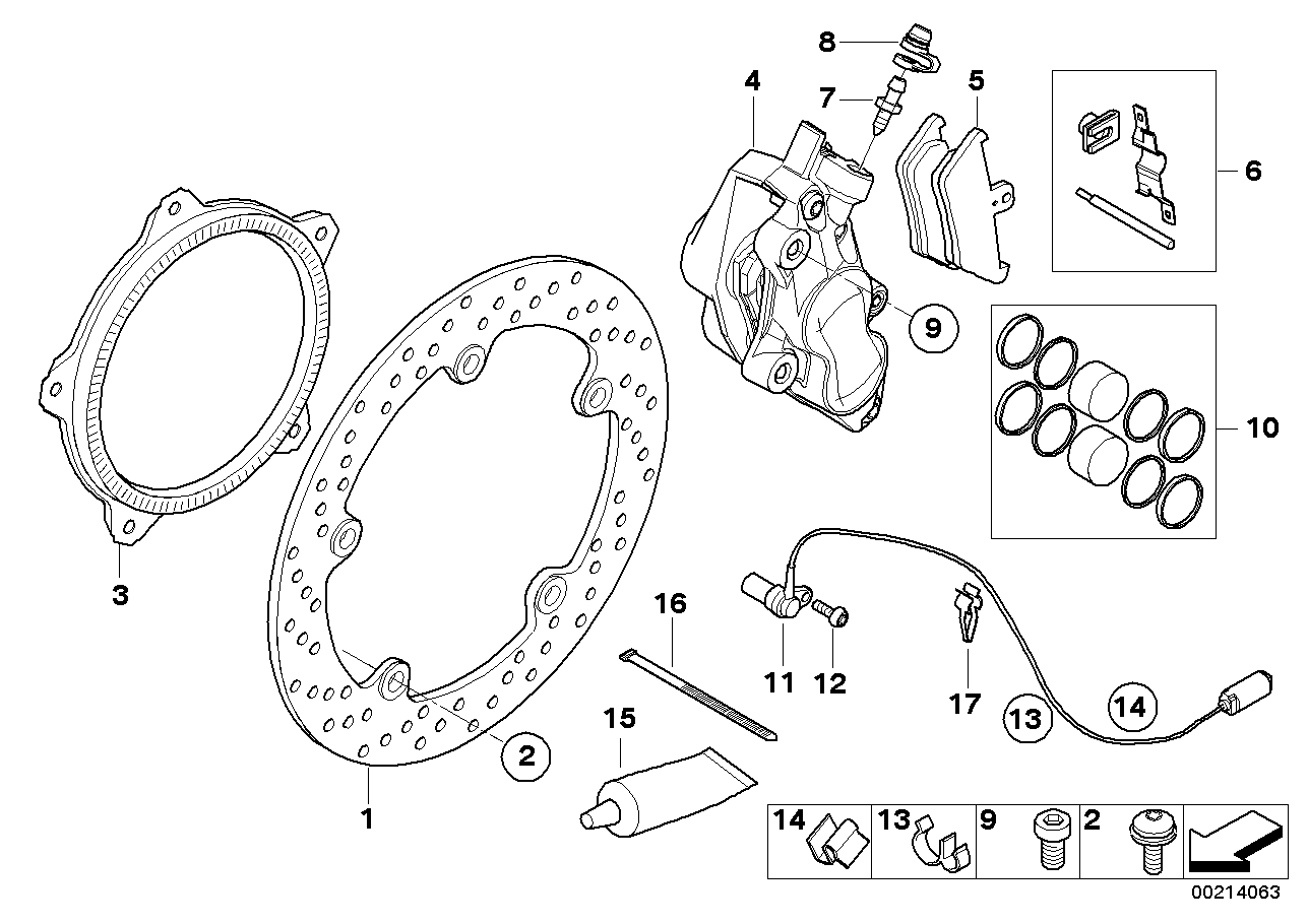 Front brake, standard design, rivet pack