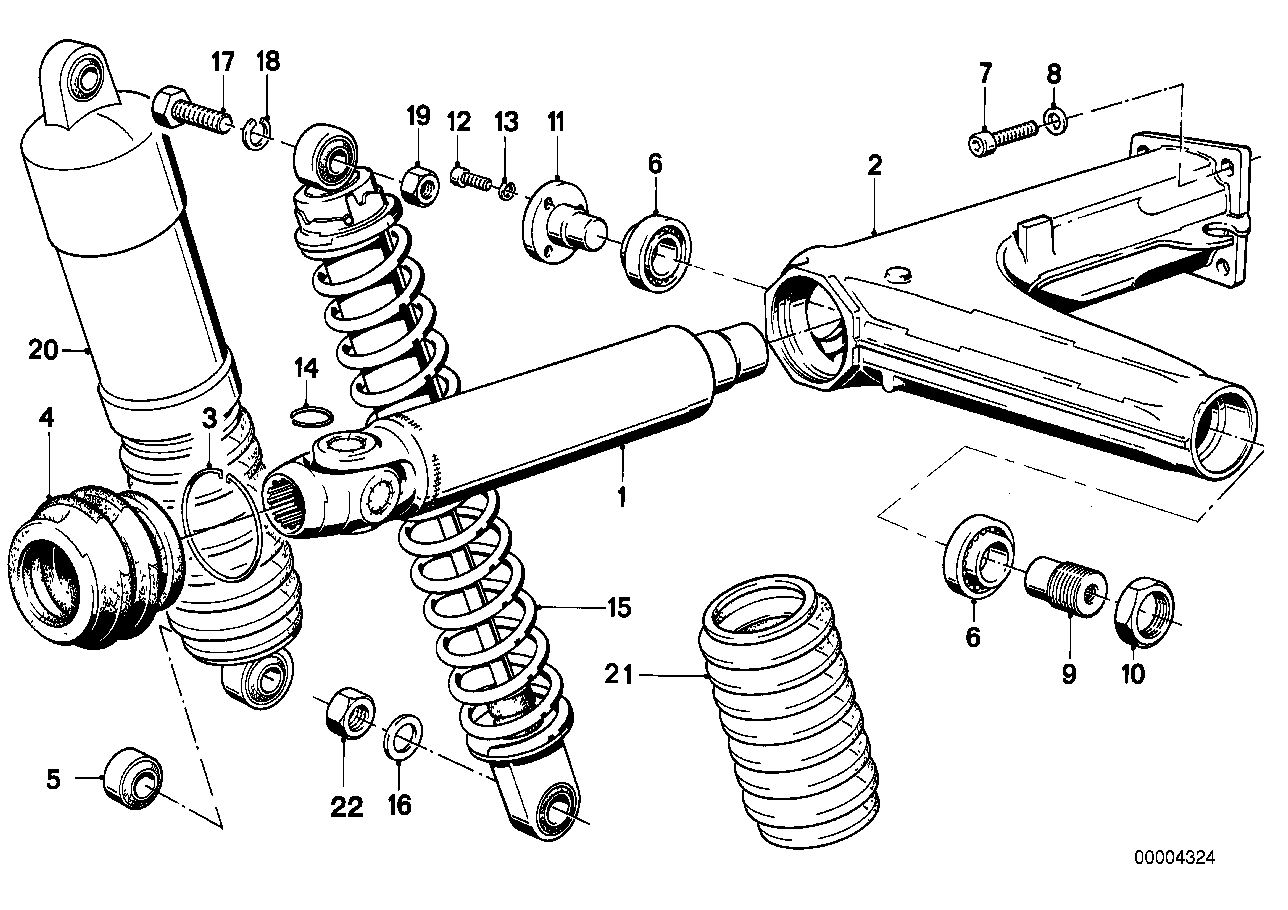 Rear wheel fork mounting parts