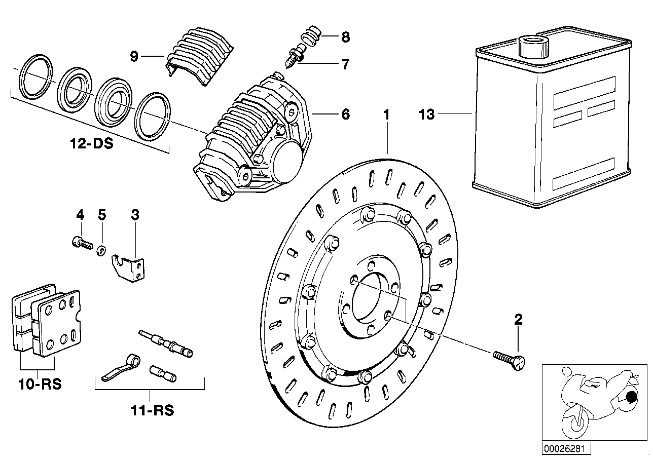 Disk brake, rear