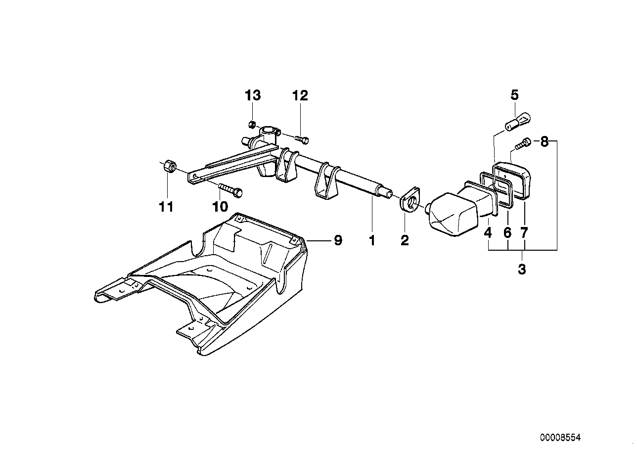 Priority vehicle light mounting parts