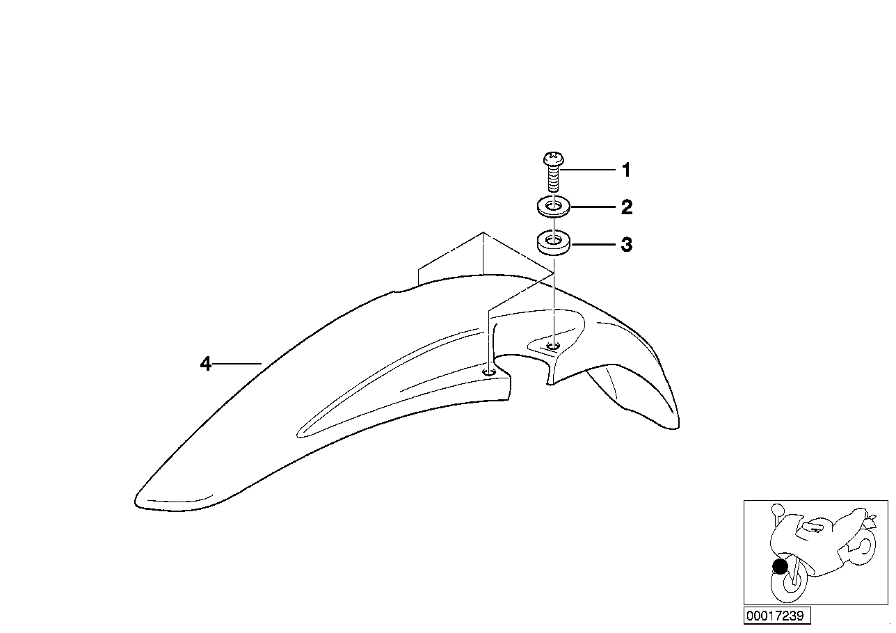 Low front mudguard mounting parts