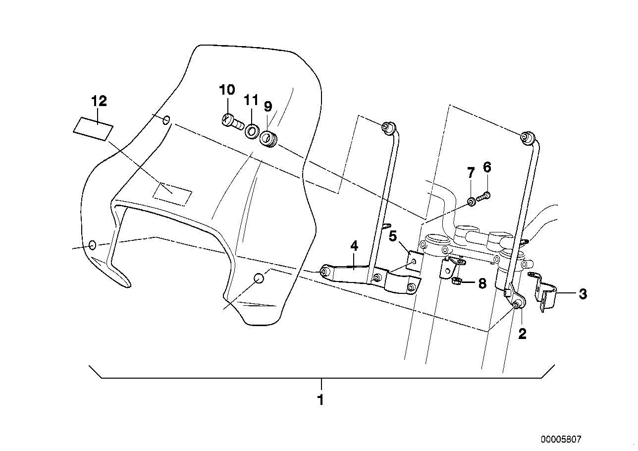 Mounting parts set f windshield