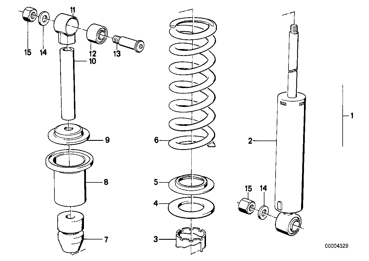 Spring strut, rear