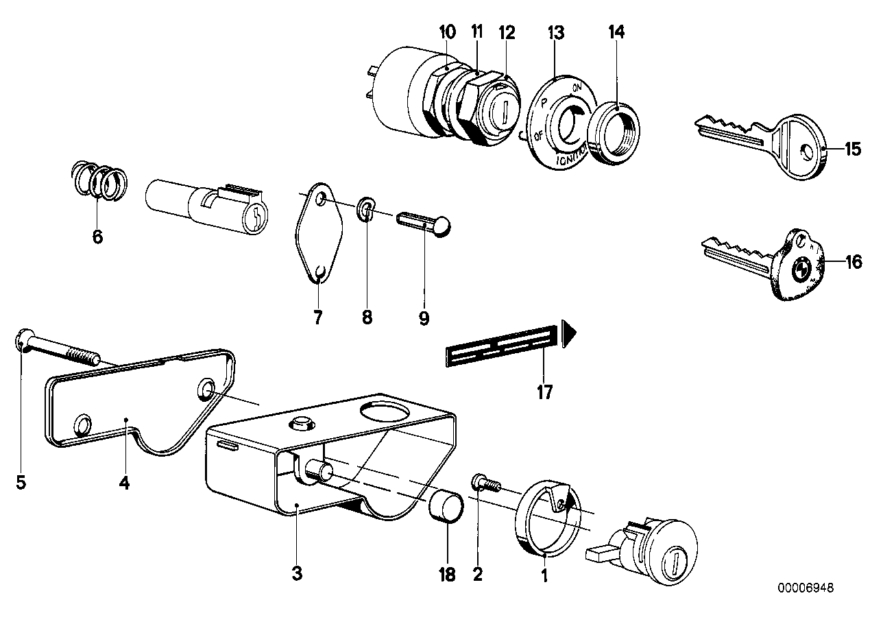 Mounting parts f set of locks