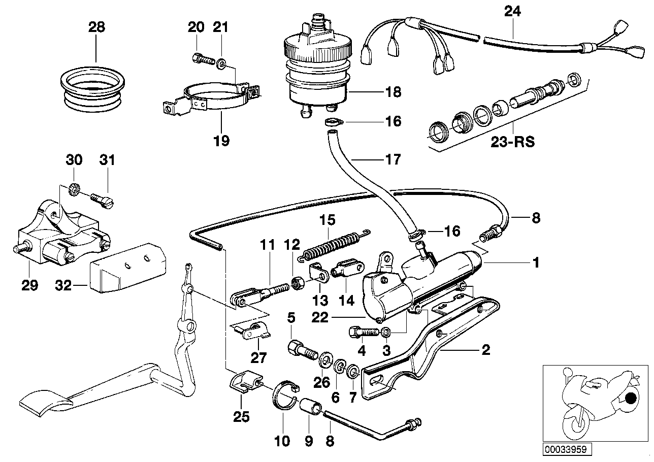 Rear wheel brake,brake master cylinder