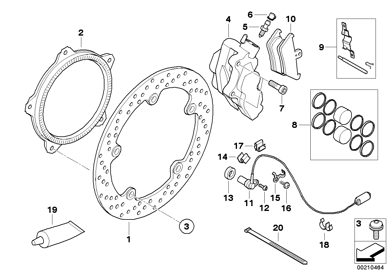 Front brake rivet package