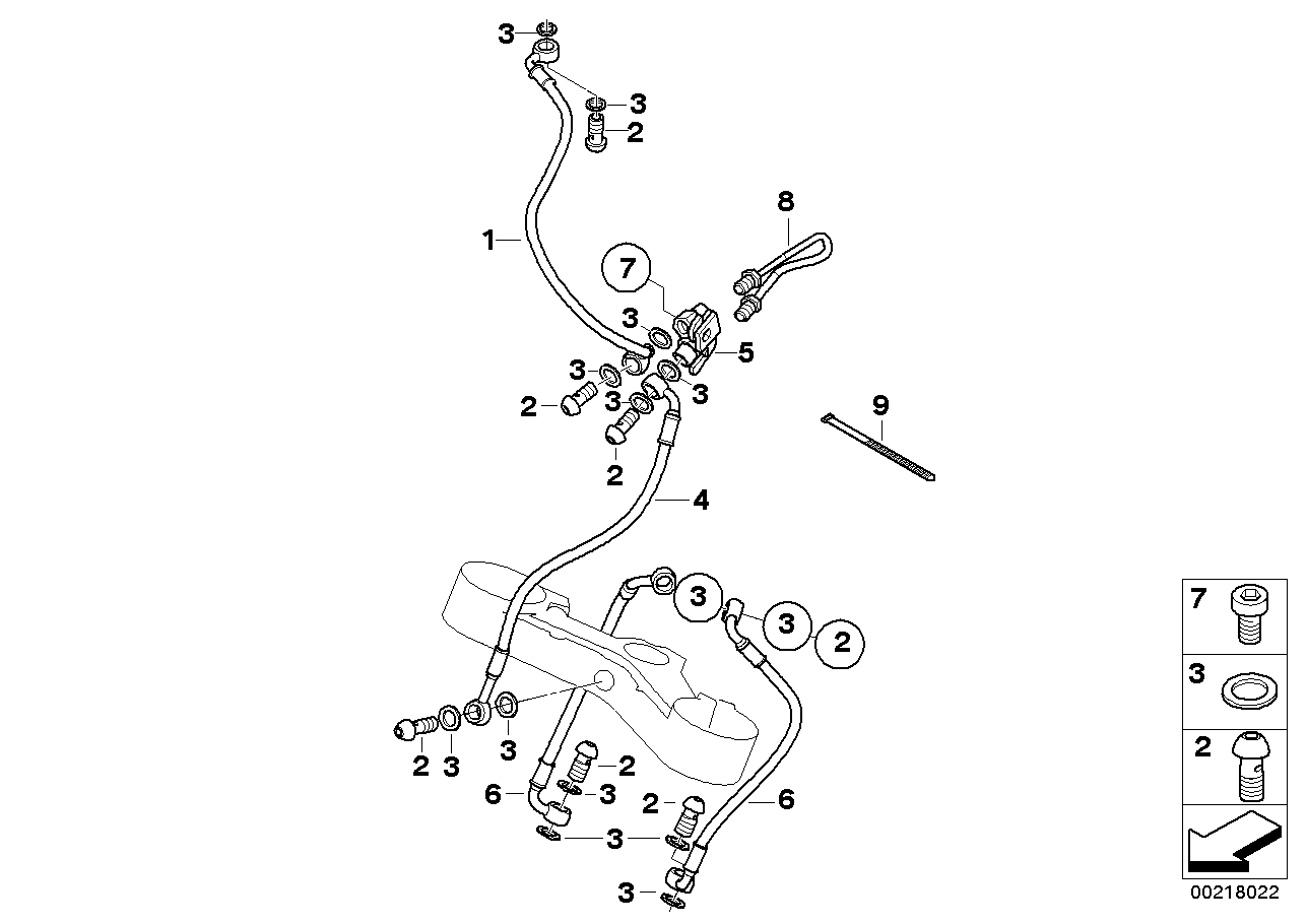 Brake pipe, front, without abs