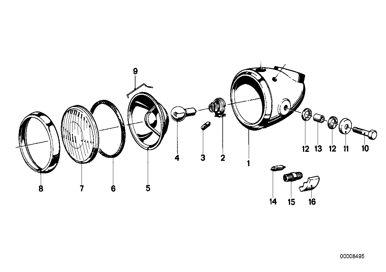 Single components for headlight