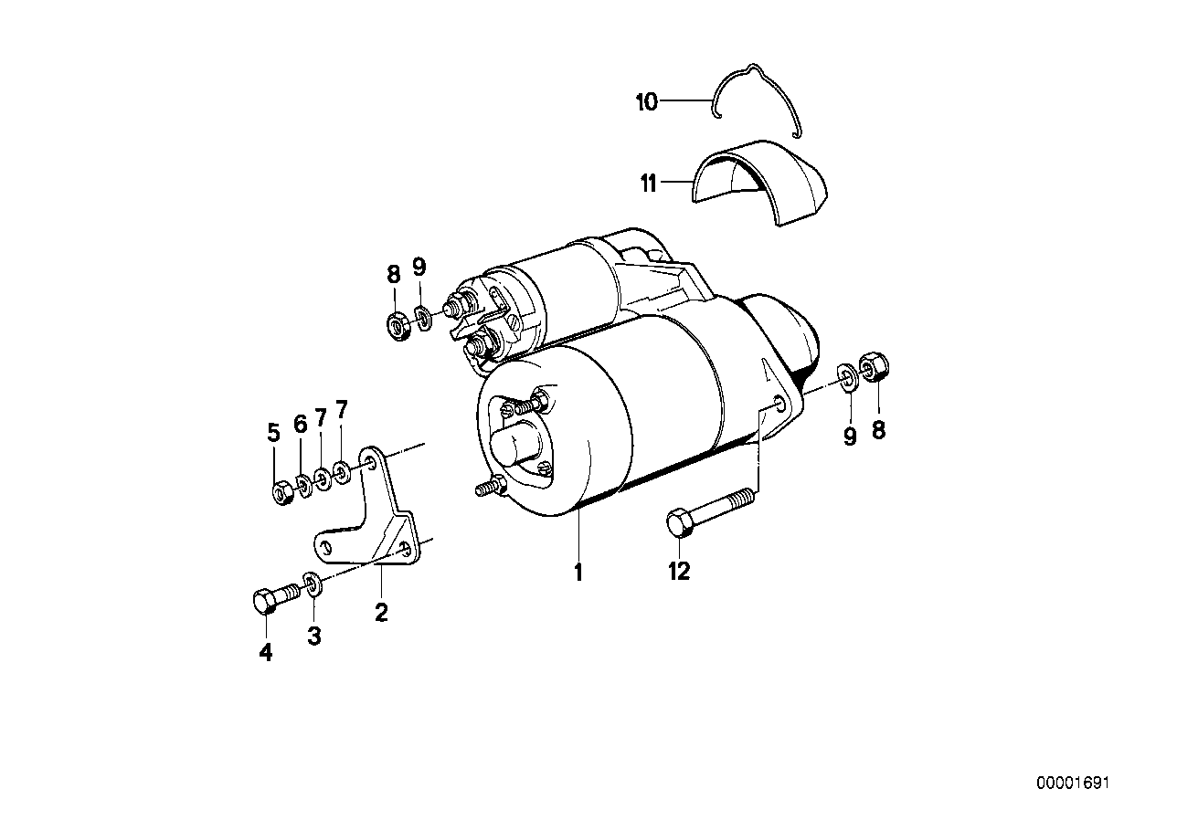 Starter mounting hardware