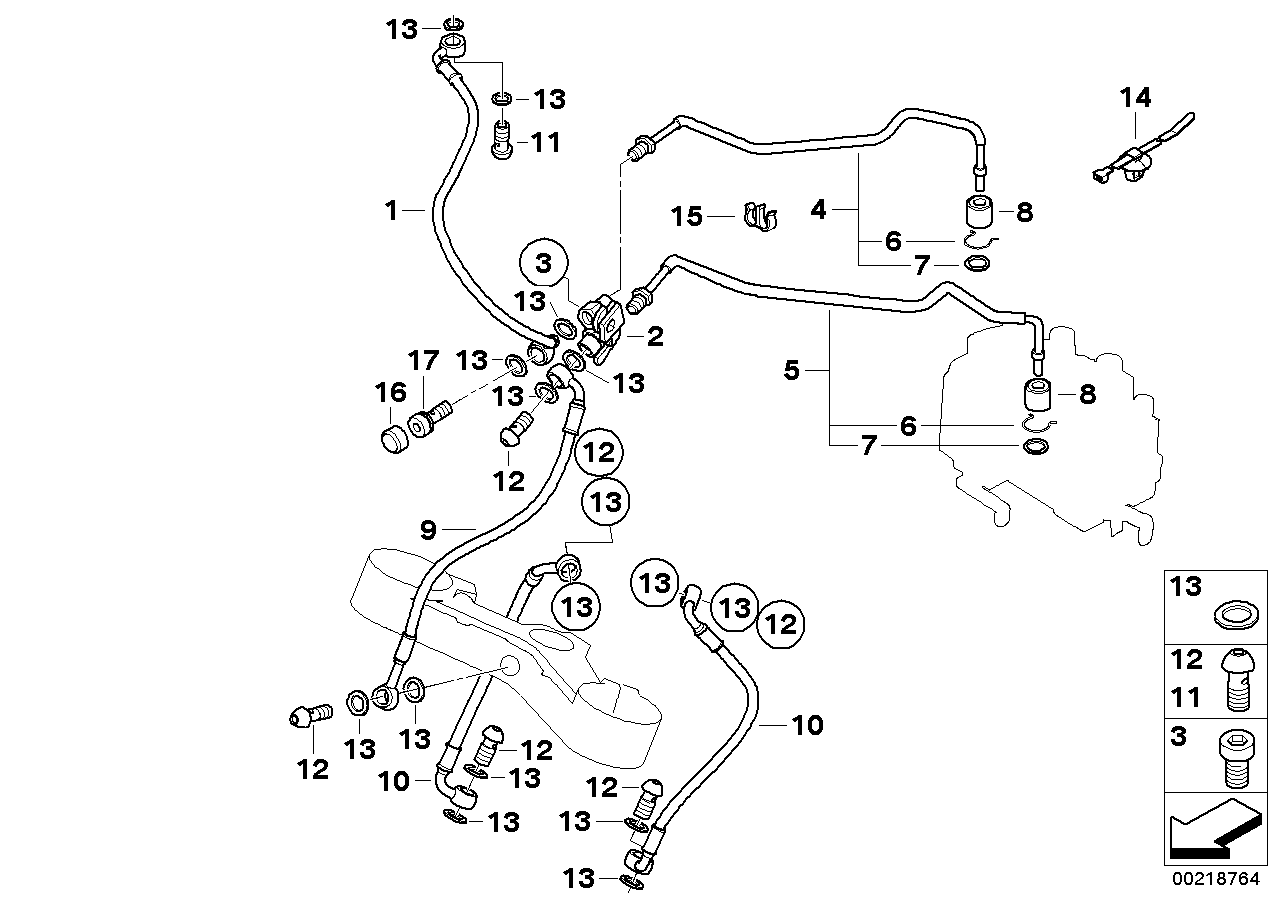 Brake line, front, i-abs generation 1