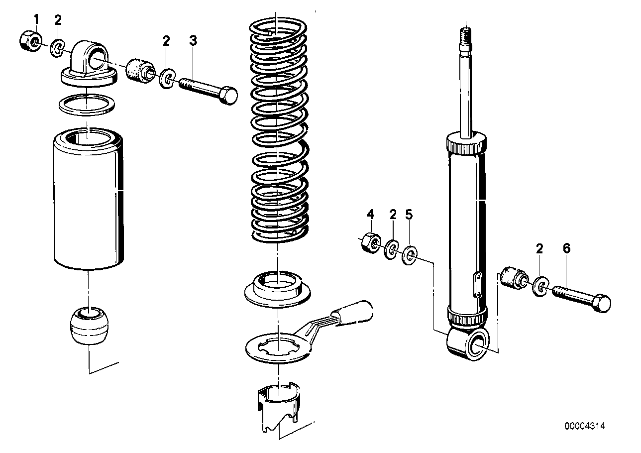 Rear spring strut mounting parts