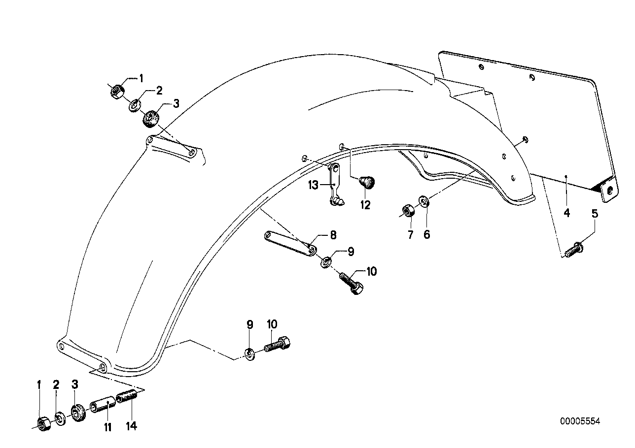 Rear mudguard mounting parts