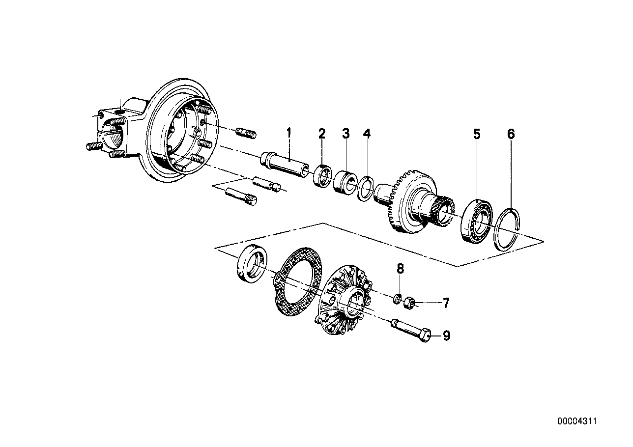 Differential-crown wheel inst.parts