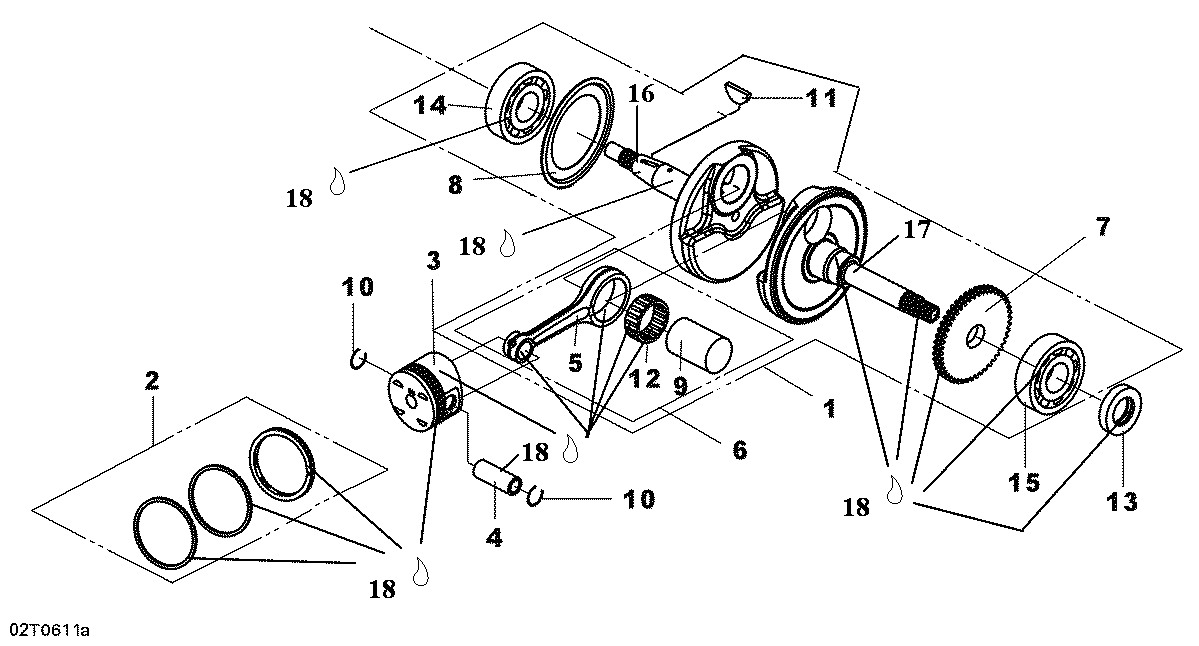 Crankshaft and pistons