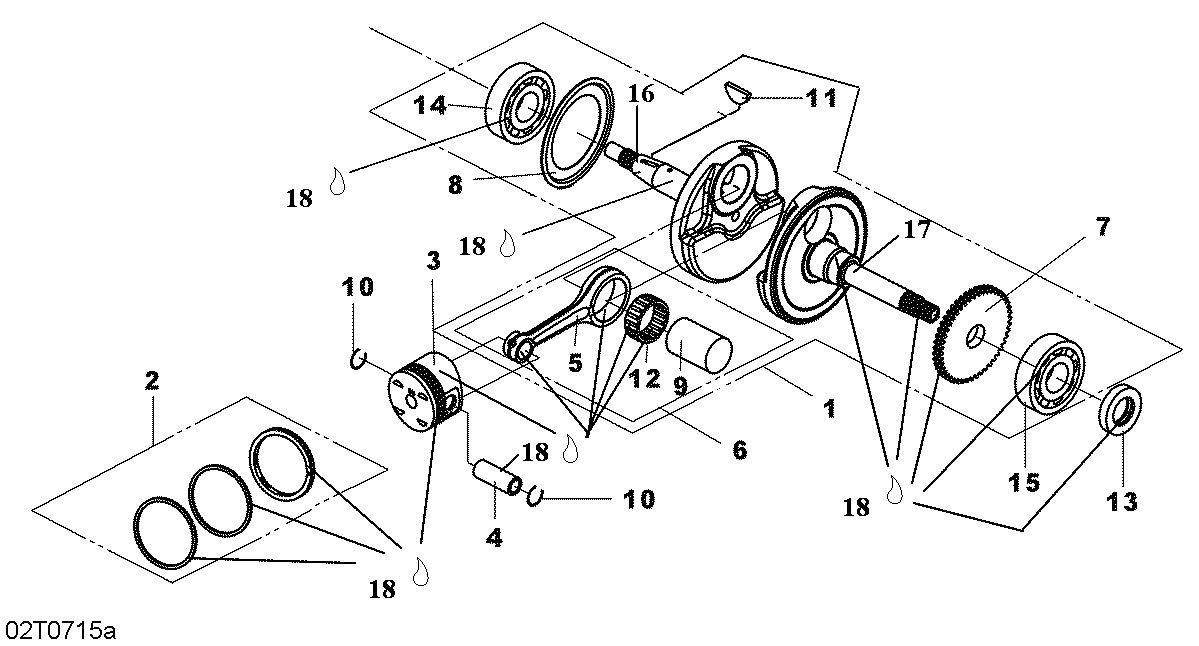 Crankshaft and pistons