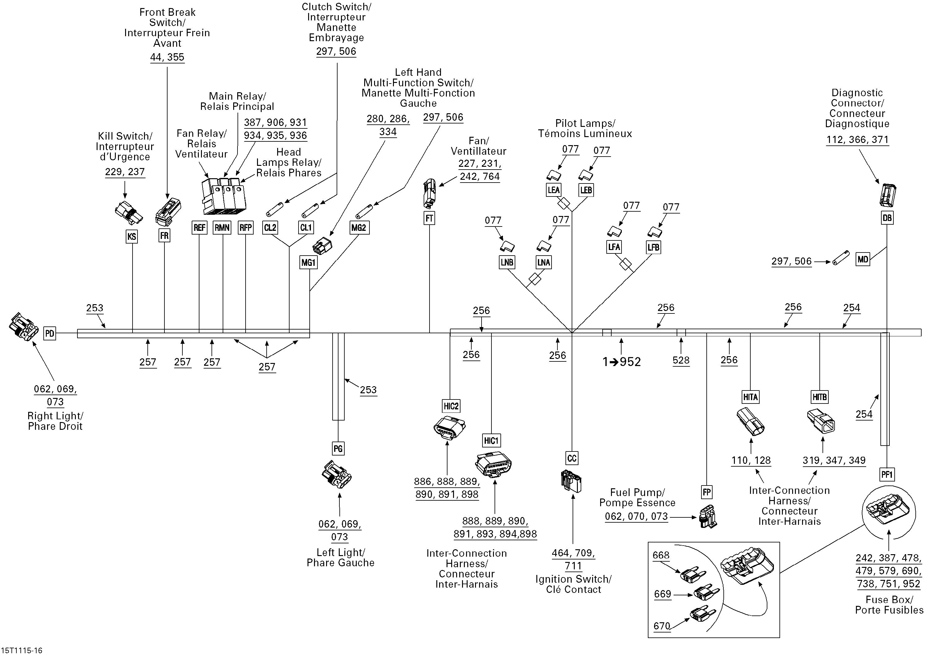 Electrical harness, front section