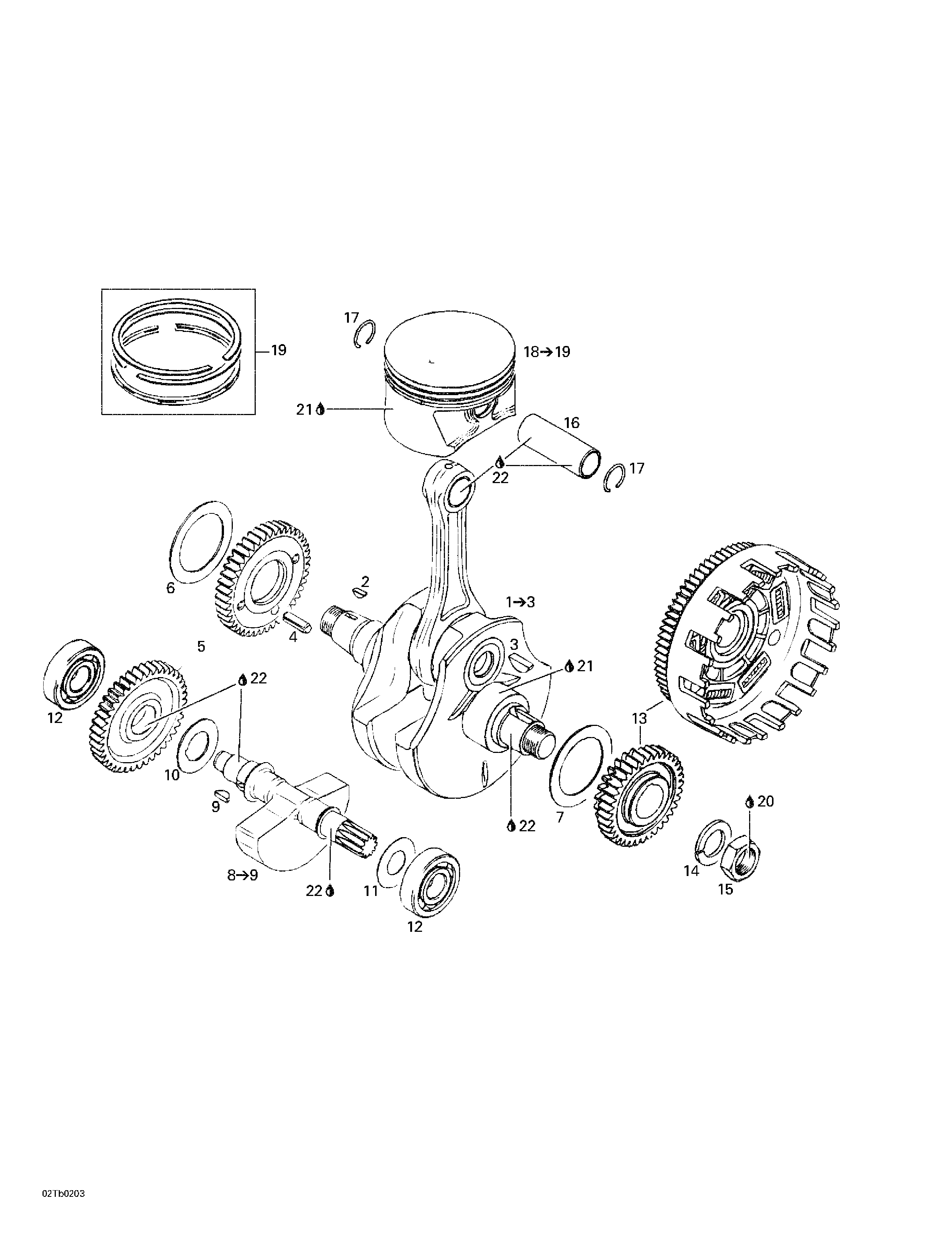 Crankshaft and pistons