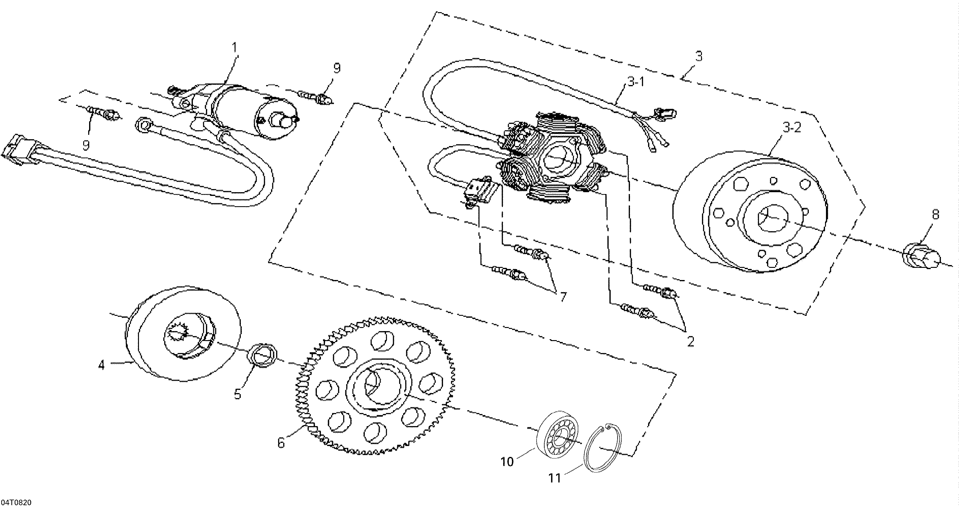 Magneto and electric starter