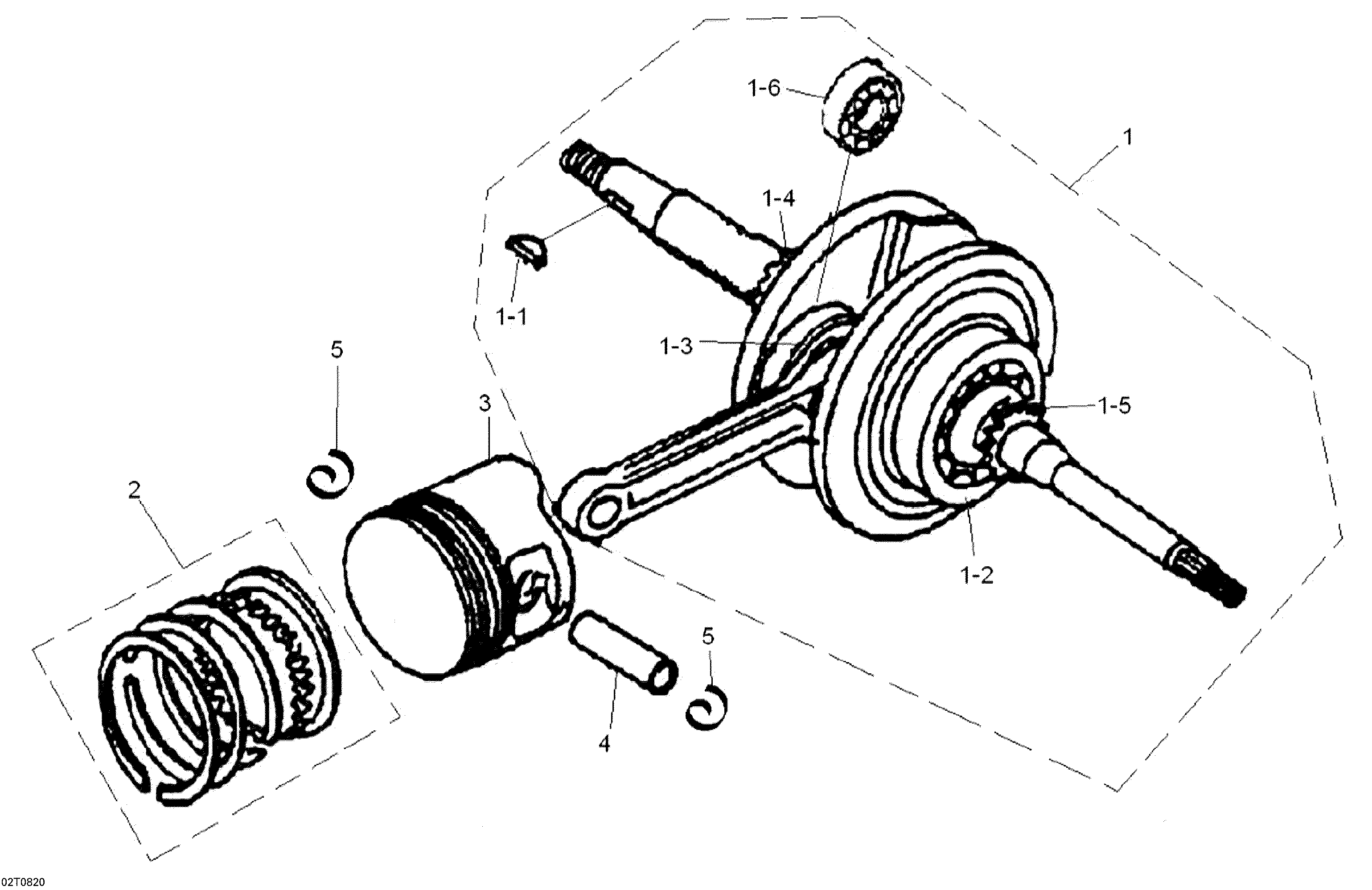 Crankshaft and pistons