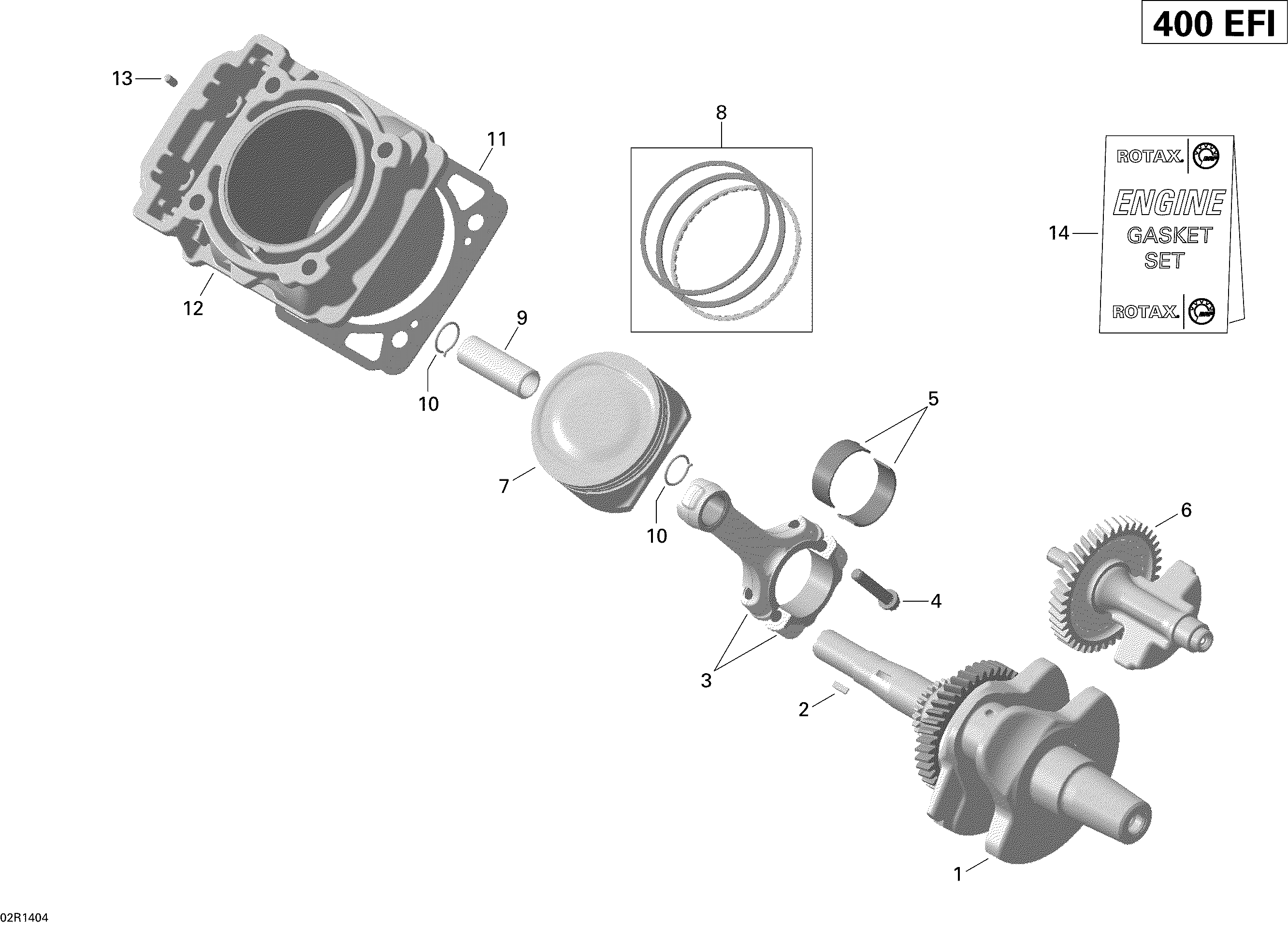 Crankshaft and pistons